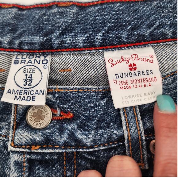 Vintage Lucky Brand Dungarees Lowrise Easy Fit Cuff Capri Jeans 14/32 USA - Picture 8 of 12